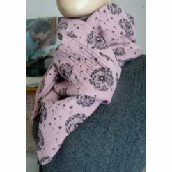 Dreiecktuch  / Musselin Double Gauze / Altrosa mit schwarzen Pusteblumen / Schaltuch / Halstuch/ Wickelschal/ Loop