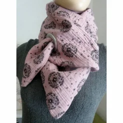 Dreiecktuch  / Musselin Double Gauze / Altrosa mit schwarzen Pusteblumen / Schaltuch / Halstuch/ Wickelschal/ Loop