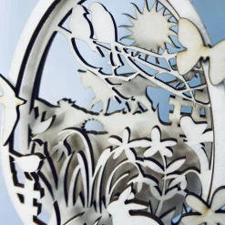 Dreilagiges Ei zum Aufhängen, plastische Frühlingsdeko in Eiform