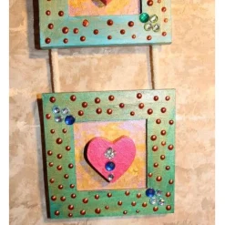 Dreiteiliger Bilderrahmen HERZERLTRIO BUNT Valentinsgeschenk Muttertagsgeschenk Hängedeko Geburtstagsgeschenk Herz