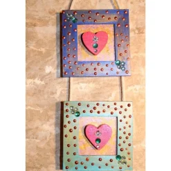 Dreiteiliger Bilderrahmen HERZERLTRIO BUNT Valentinsgeschenk Muttertagsgeschenk Hängedeko Geburtstagsgeschenk Herz