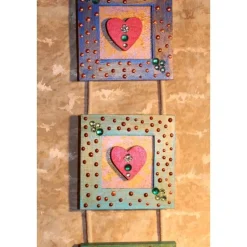 Dreiteiliger Bilderrahmen HERZERLTRIO BUNT Valentinsgeschenk Muttertagsgeschenk Hängedeko Geburtstagsgeschenk Herz