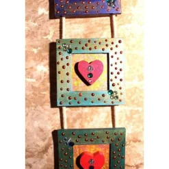 Dreiteiliger Bilderrahmen HERZERLTRIO BUNT Valentinsgeschenk Muttertagsgeschenk Hängedeko Geburtstagsgeschenk Herz