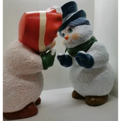 Drolliges Schneemannpärchen aus Keramik