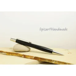 Druckbleistift - Ebenholz handgedrechselt Klipp silberfarben Berliner Unikat