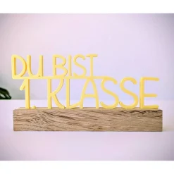 „DU BIST 1. KLASSE“ Aufsteller aus dem 3D-Druck mit Eichenholz-Sockel – Deko zur Einschulung oder Geschenk