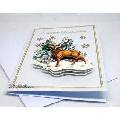 3-D-Weihnachtskarte "Hirsch"