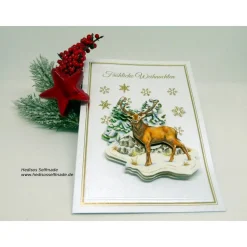 3-D-Weihnachtskarte "Hirsch"