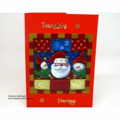 3-D-Weihnachtskarte mit #Schneemann #Weihnachtsmann und #Pinguin