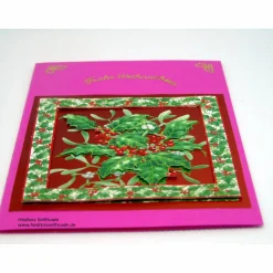 3-D-Weihnachtskarte mit #Stechpalme und #Mistelzweige