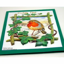 3-D-Weihnachtskarte mit #Vogel im #Efeu