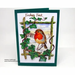 3-D-Weihnachtskarte mit #Vogel im #Efeu