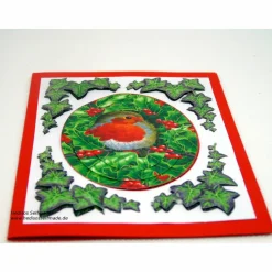3-D-Weihnachtskarte mit #Vogel im Efeu