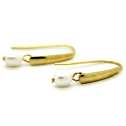 Echte Süßwasser-Perlen-Edelstahlohrhaken (vergoldet) in Weiß, Accessoire, Brautschmuck