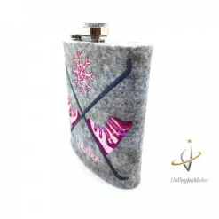 Edelstahl Flachmann bestickt 200 ml Ski Skifahren Hüttenzauber Apres Ski Skihaserl  Schnapsflasche Hammer Schraubenschlüssel Hausmeister Weihnachten Frauenflachmann