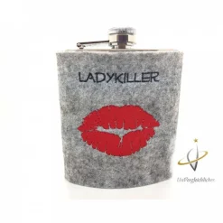 Edelstahl Flachmann bestickt 200 ml Ladykiller Ski Skifahren Hüttenzauber Apres Ski Skihaserl  Schnapsflasche Hammer Schraubenschlüssel Hausmeister Weihnachten Frauenflachmann