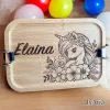 Edelstahl Lunchbox Einhorn mit Bambus Deckel/Personalisiert/Büro/Kindergarten/Einschulung/ Brotdose mit Namen/Kita