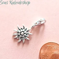 Edelweiss Charm/Anhänger aus Sterlingsilber in zwei Größen