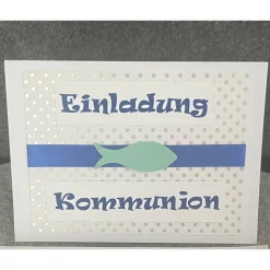 Edle Einladungskarte Kommunion, Handarbeit mit Umschlag