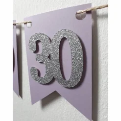 Edle Girlande zum 30. Geburtstag in Flieder und Silber Papiergirlande Wimpelkette Geburtstagsdeko