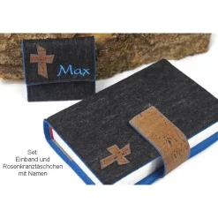 Edle Gotteslobhülle & Bibelhülle aus Filz mit Kork - Personalisiertes Geschenk zur Kommunion & Konfirmation