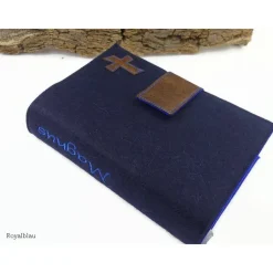 edle Gotteslobhülle, Bibelhülle personalisiert, Filz dunkelblau, Erstkommunion, Geschenke zur Firmung, Konfirmation