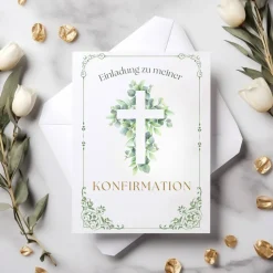 Edle Konfirmationseinladungskarten 10er-Pack, florale Konfirmationseinladung, Einladung Konfirmationseinladungen