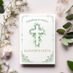 Edle Konfirmationseinladungskarten 10er-Pack, florale Konfirmationseinladung, Einladung Konfirmationseinladungen