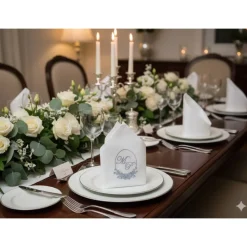 Edle Stoffservietten mit Monogramm