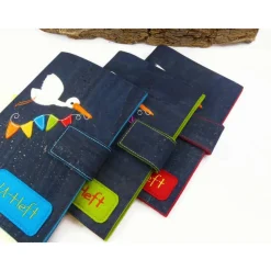 edle U-Heft Hülle aus Kork, personalisiert, Storch, Geschenke zur Geburt, Geschenkidee Taufe