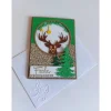 Edle Weihnachtskarte grün/braun mit Hirsch – Klappkarte mit Glitzer & geprägtem Kuvert