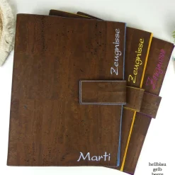 edle Zeugnismappe personalisiert, Dokumentenmappe A4, Kork, tolle Geschenkidee zum Schulanfang, Einschulung