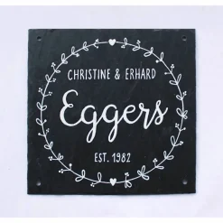 Edles Hochzeitsgeschenk: Personalisiertes Türschild aus Schiefer mit Namen & Jahreszahl – Wetterfest & Einzigartig