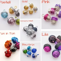 Eicheln 5er Set, verschiedene Farbkombis, Aludraht