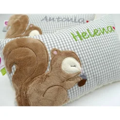 Eichhörnchen Kissen mit Namen Namenskissen Taufkissen Kuschelkissen Kindergartenkissen Geburtsgeschenk Kinderkissen