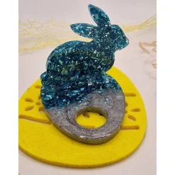 Eierhalter Hase Neon Blau-Silber