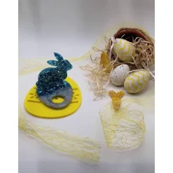 Eierhalter Hase Neon Blau-Silber