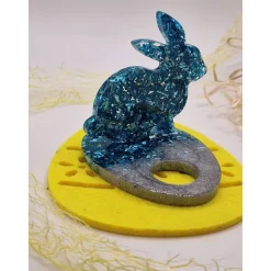 Eierhalter Hase Neon Blau-Silber