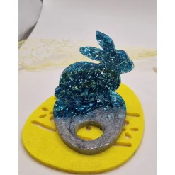 Eierhalter Hase Neon Blau-Silber