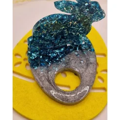 Eierhalter Hase Neon Blau-Silber