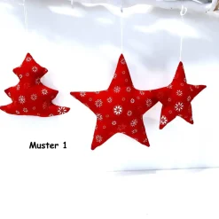Ein Stoffstern oder Stoffbaum in versch. Größen rot-weiß, Weihnachtsdeko