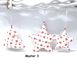 Ein Stoffstern oder Stoffbaum in versch. Größen rot-weiß, Weihnachtsdeko
