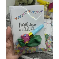 Eine Kleinigkeit zum Geburtstag | Geschenk To Go | Tröte | Karte | Luftballon | Happy Birthday