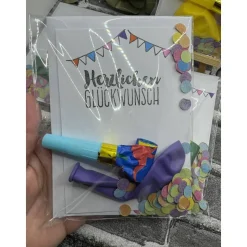 Eine Kleinigkeit zum Geburtstag | Geschenk To Go | Tröte | Karte | Luftballon | Happy Birthday