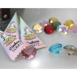 Einhorn Schatz Mystery Box für Mädchen | Glitzer Armband oder Glas Diamant | Mitgebsel & Adventskalender G