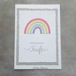 Einladungskarte: Einladung zur Taufe ~ Motiv: Regenbogen ~ 10,5 x 14,85 cm