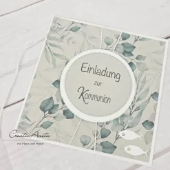 Einladungskarte Einladung zur Kommunion, Konfirmation, Taufe - EUKALYPTHUS