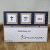 Einladungskarte Einladung zur Kommunion, Konfirmation oder Taufe in Natur-Dunkelblau - Christlich