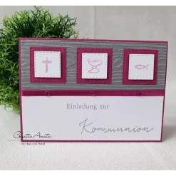 Einladungskarte Einladung zur Kommunion, Konfirmation in Beere - Christlich