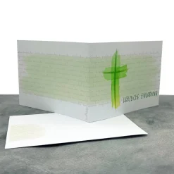 Einladungskarte Konfirmation, Kommunion & Firmung – Aquarell-Kreuz, personalisierbar